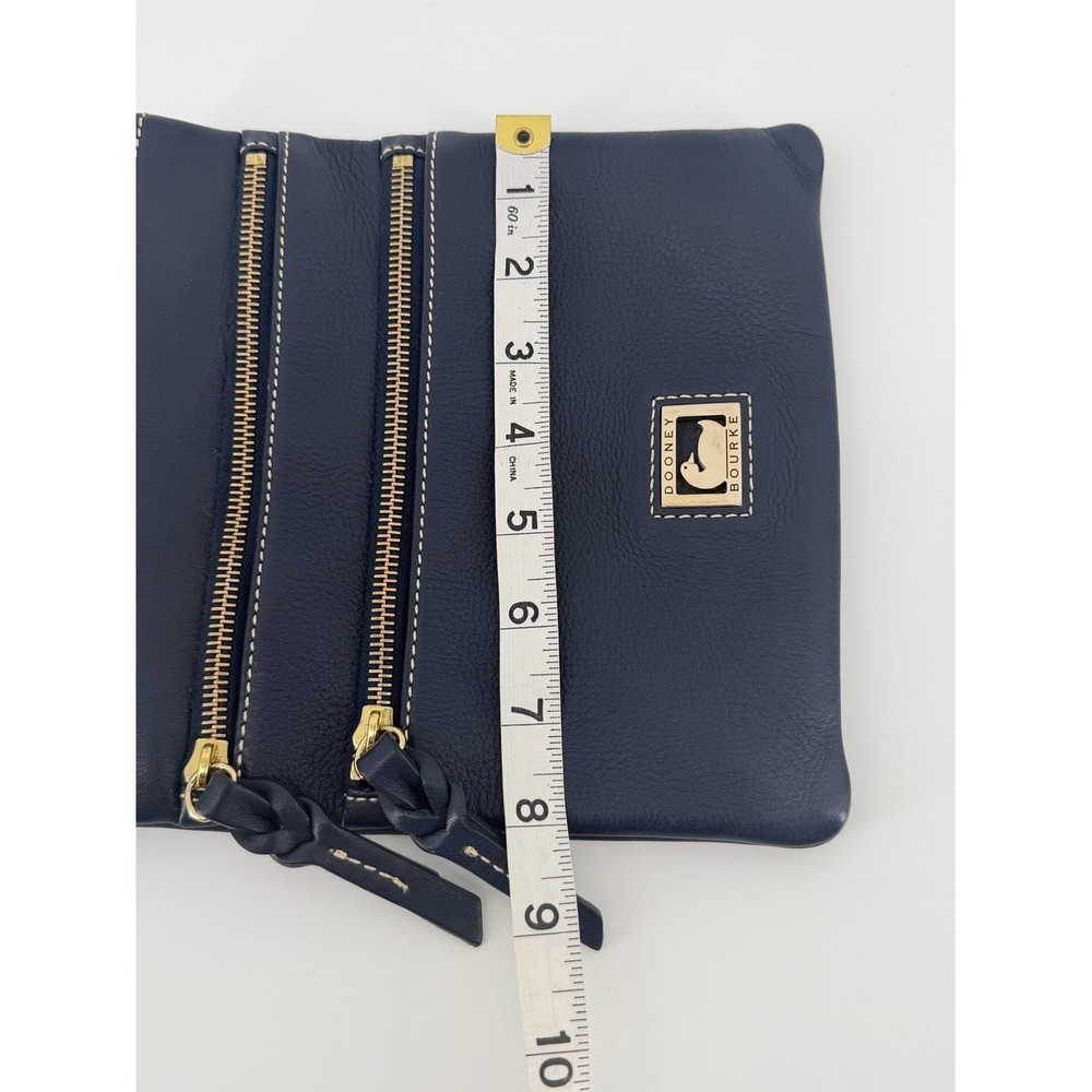 Dooney & Bourke Navy Blue Pebble Grain Leather Triple Zip Crossbody Bag - Picture 6 of 10